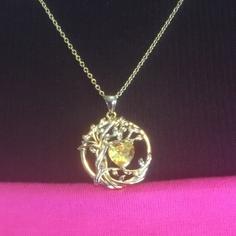 Fancime Tree of Life Heart Birthstone Necklace Fanci Me Sterling Citrine NEW - Picture 8 of 16